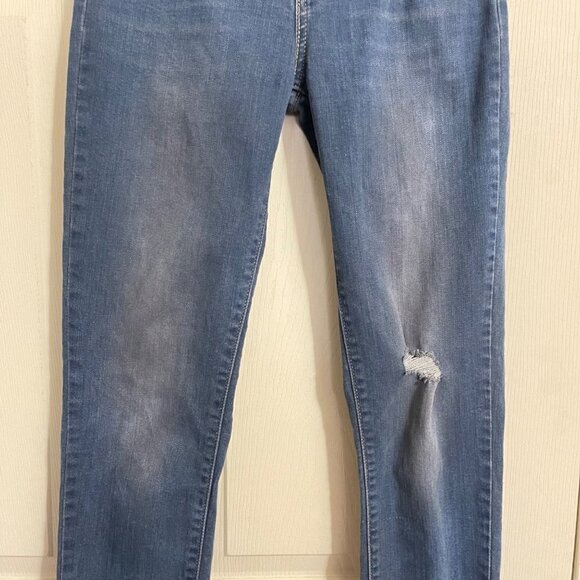 Levi's Women's Dark Wash Distressed Raw Hem 721 High Rise Skinny Jeans Size 26 - Picture 7 of 12